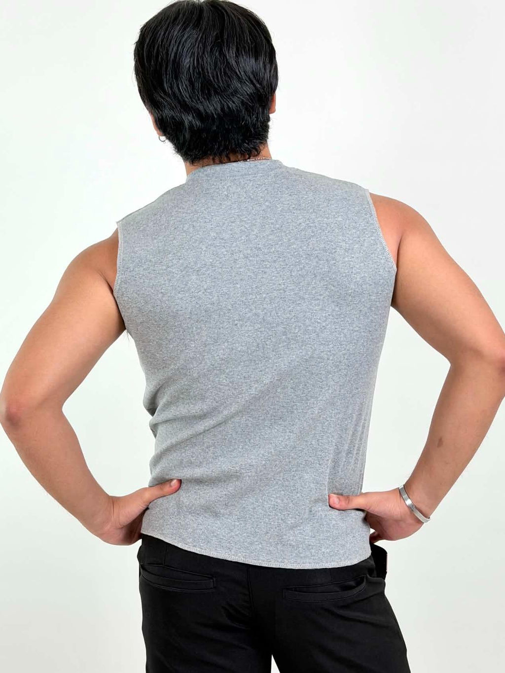 V-Notch Ribbed Muscle Tee