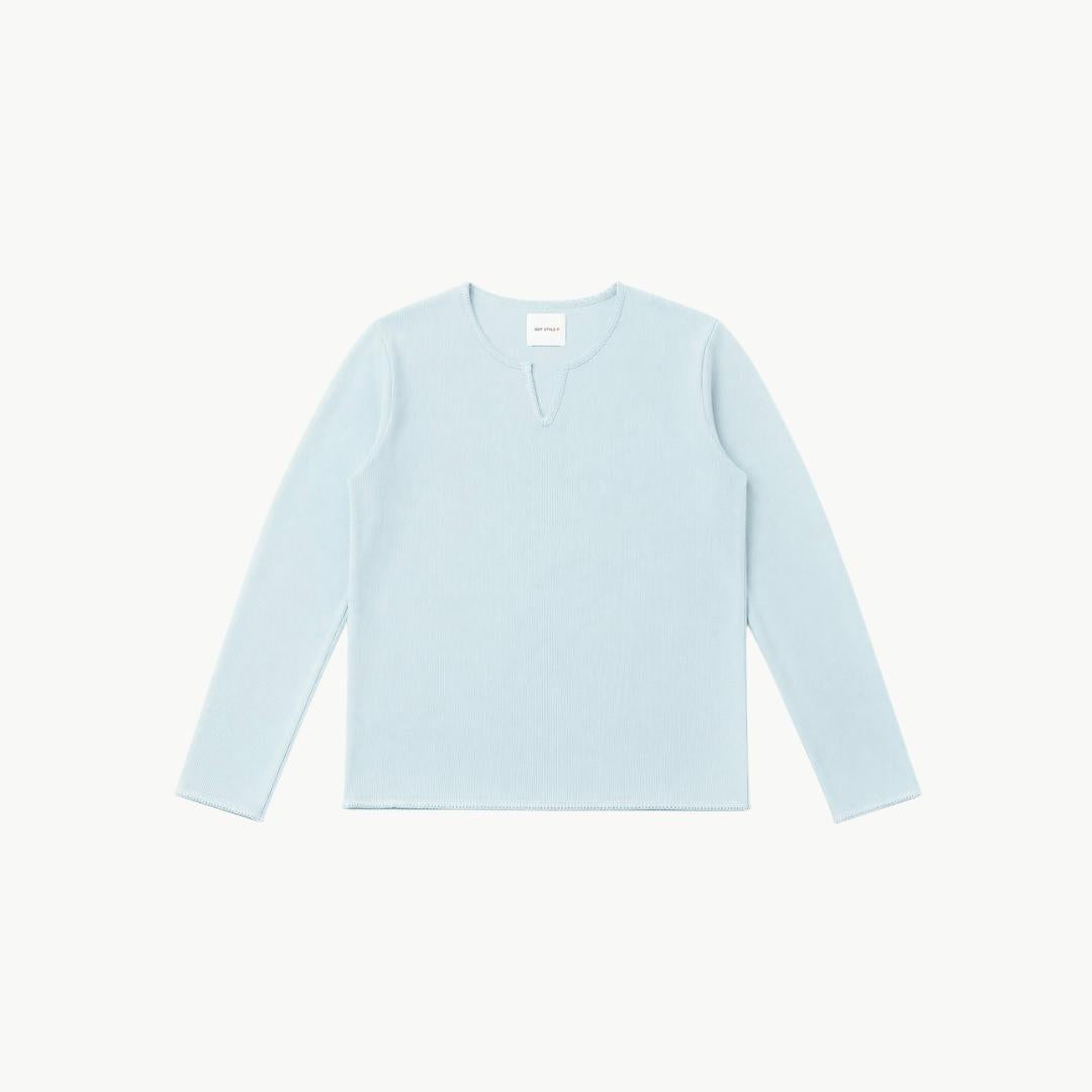 V-Notch Ribbed Long Sleeve
