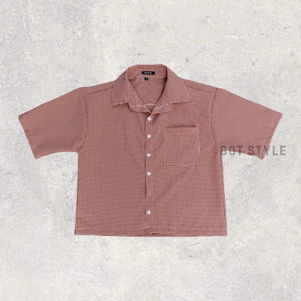Boxy Cropped Checkered Polo