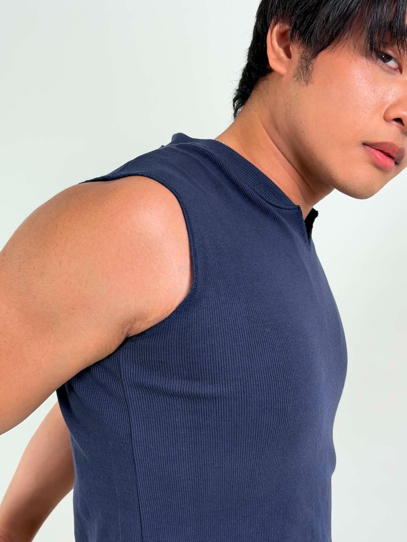 V-Notch Ribbed Muscle Tee