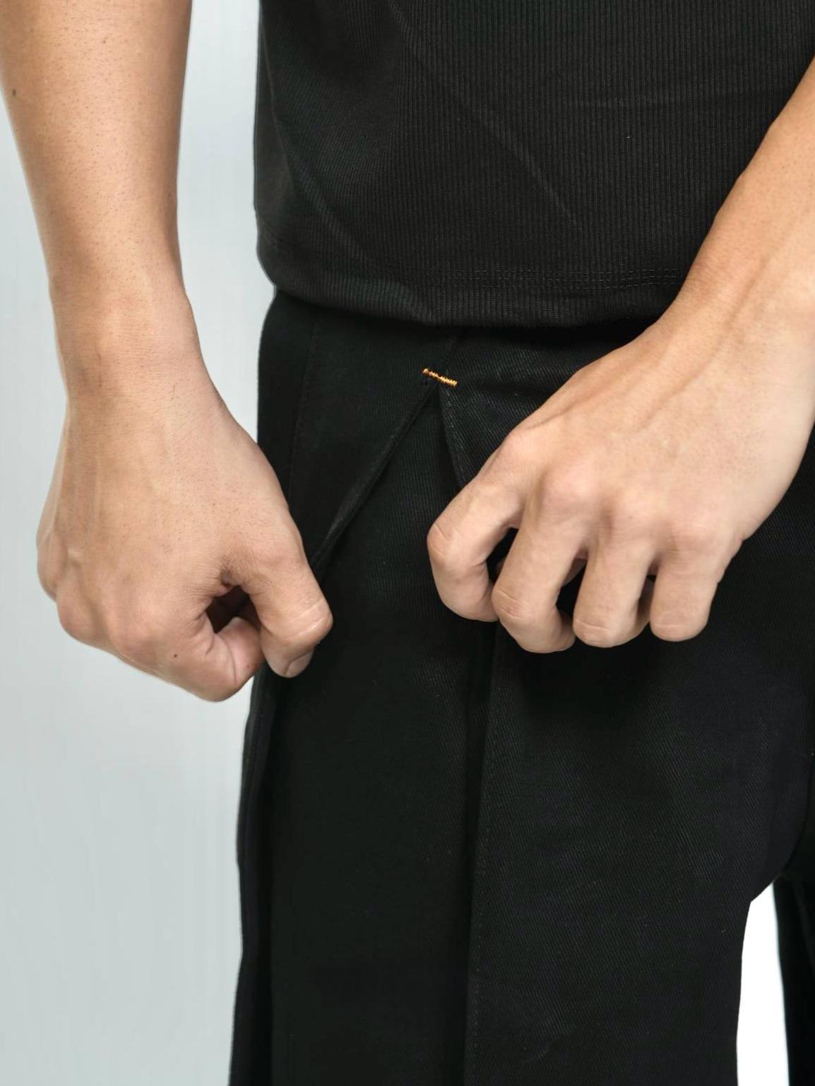 Double Pleated Raw Denim Pants