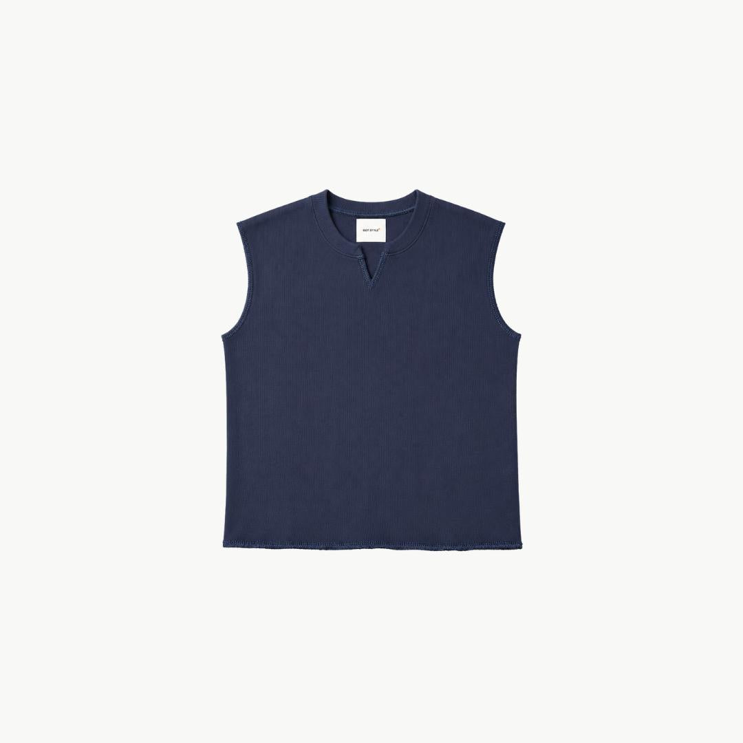 V-Notch Ribbed Muscle Tee