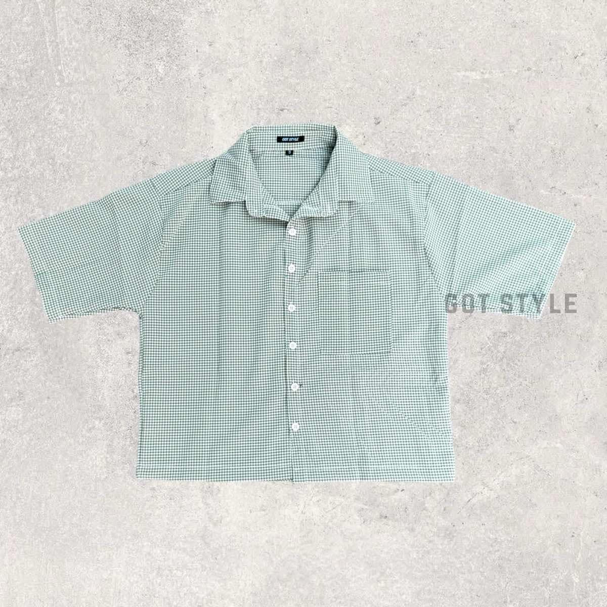 Boxy Cropped Checkered Polo