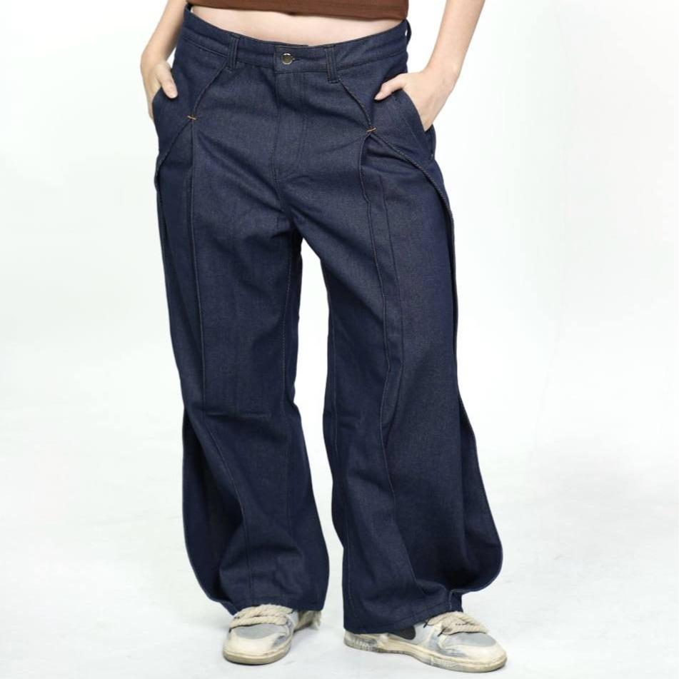 Double Pleated Raw Denim Pants