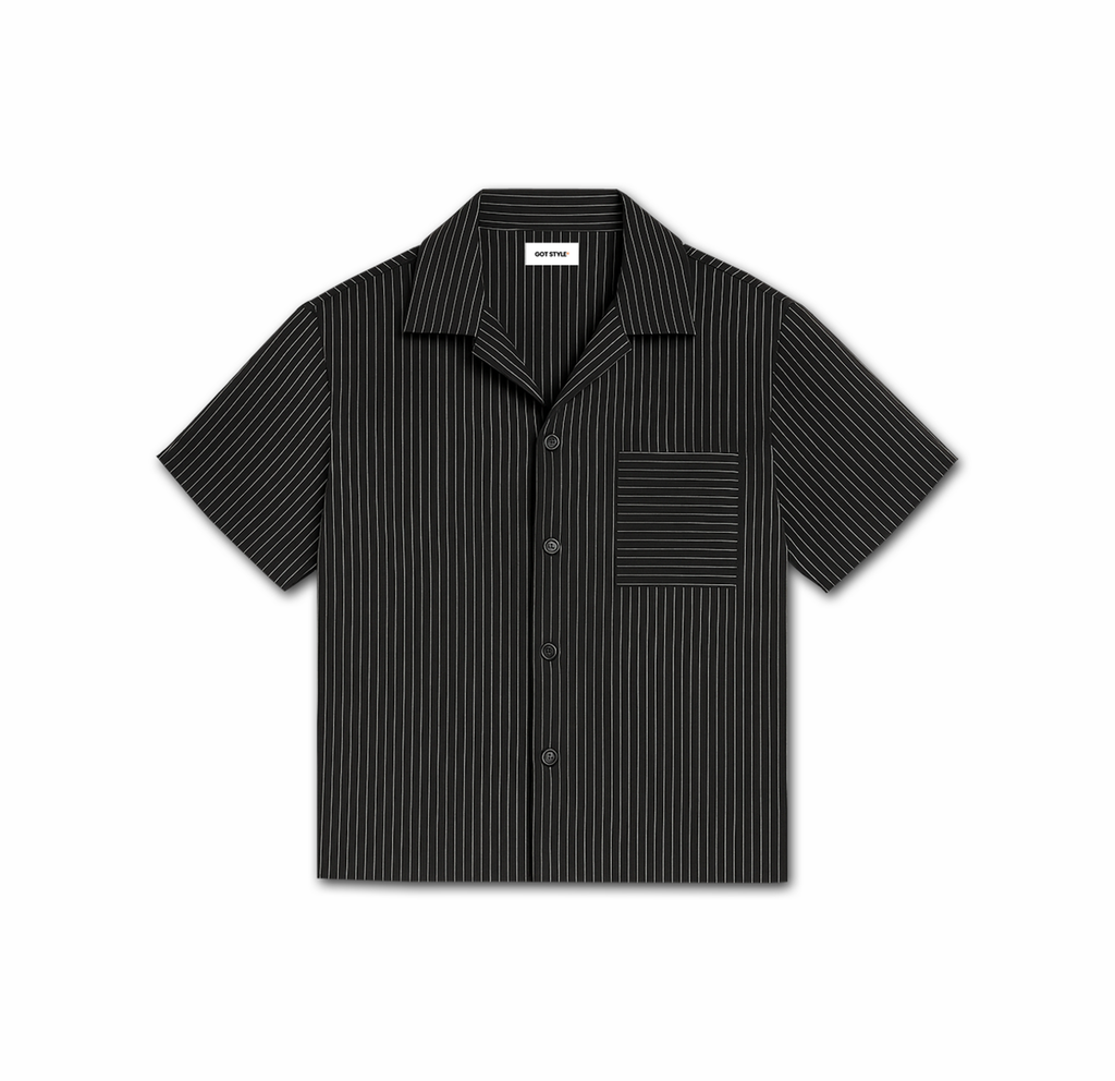 Pinstripe Boxy Cropped Polo