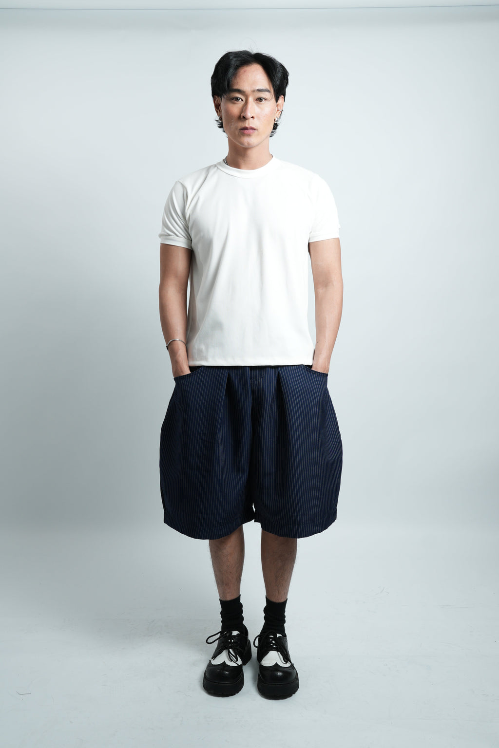 Pinstripe Barrel Shorts
