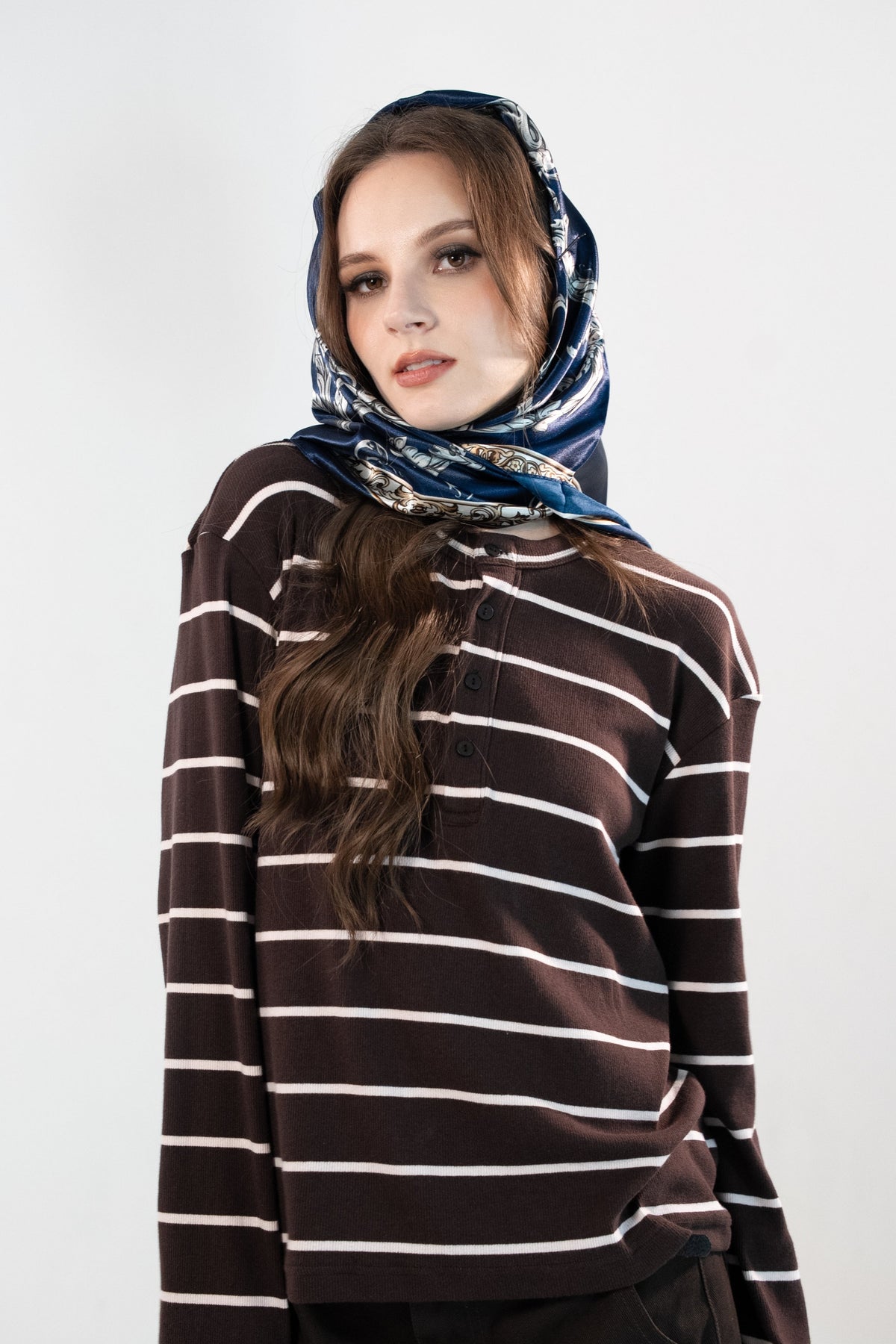 RE:PEAT Henley Stripe Long Sleeve