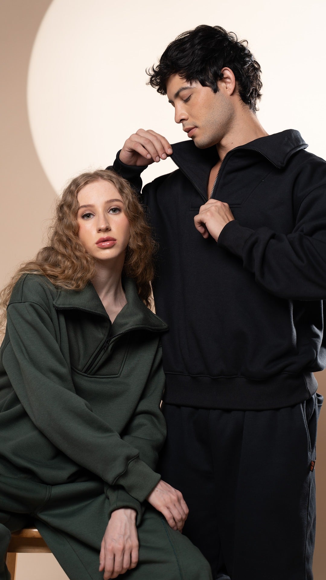 High Neck Quarter Zip Pullover Sweater