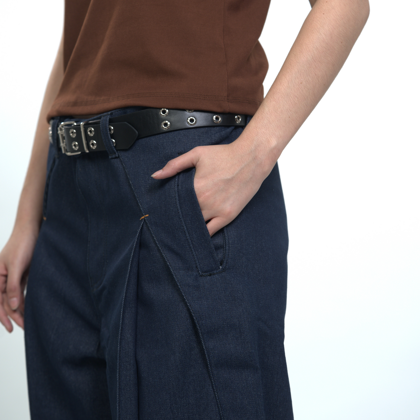 Double Pleated Raw Denim Pants