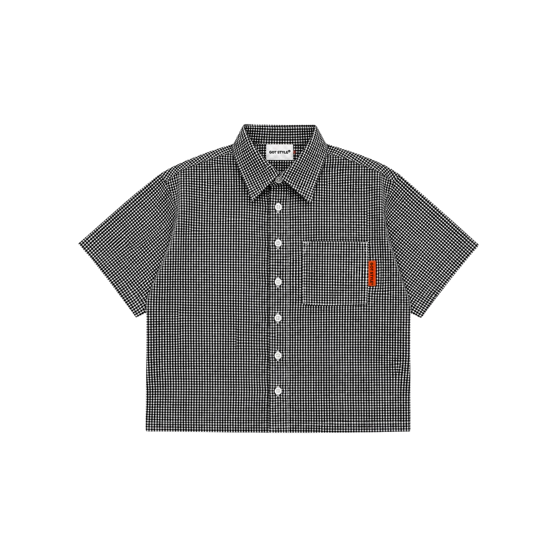 Boxy Cropped Checkered Polo