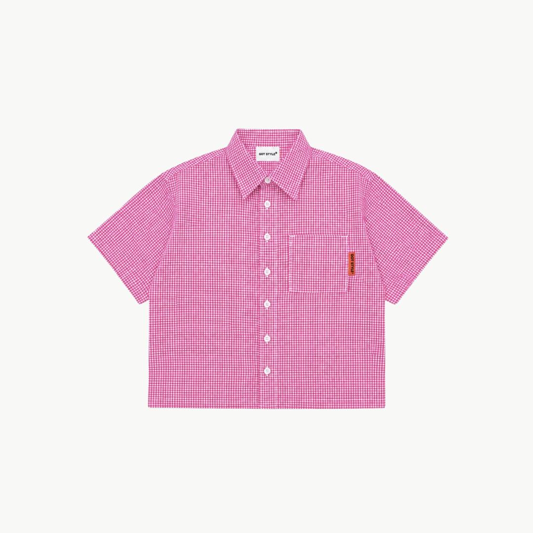 Boxy Cropped Checkered Polo