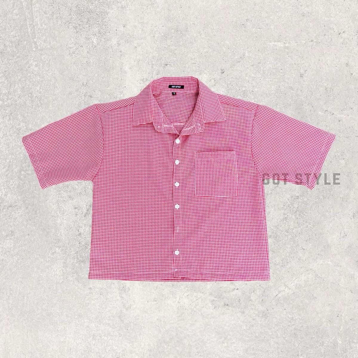 Boxy Cropped Checkered Polo