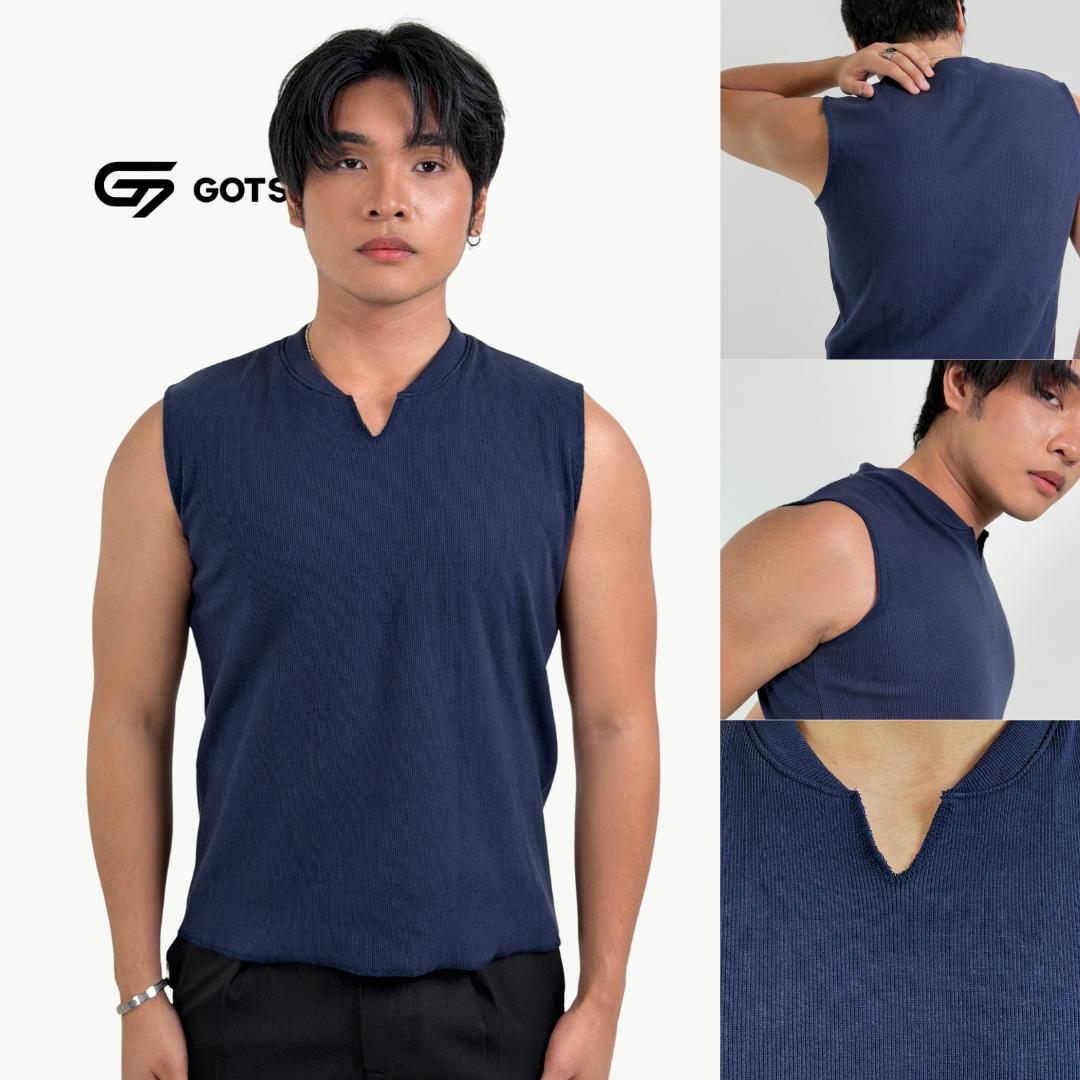 V-Notch Ribbed Muscle Tee