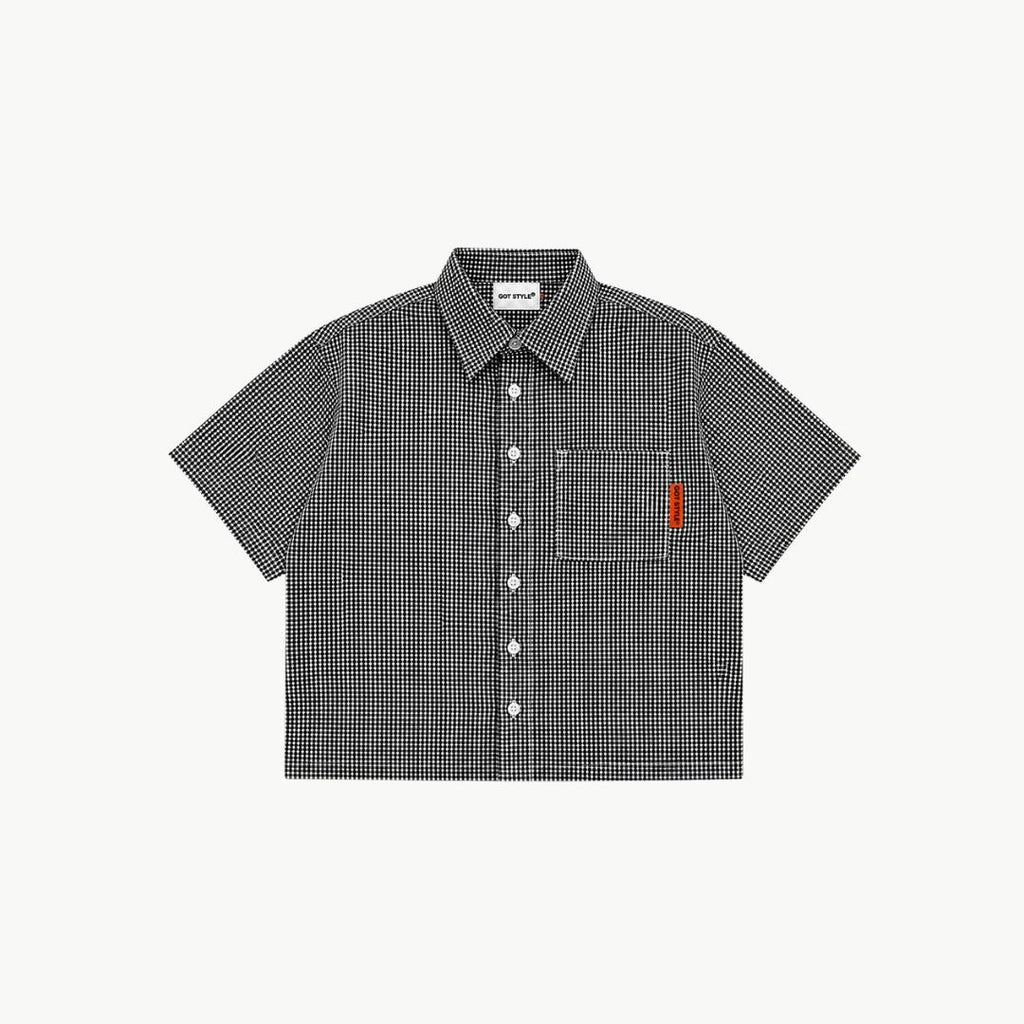 Boxy Cropped Checkered Polo