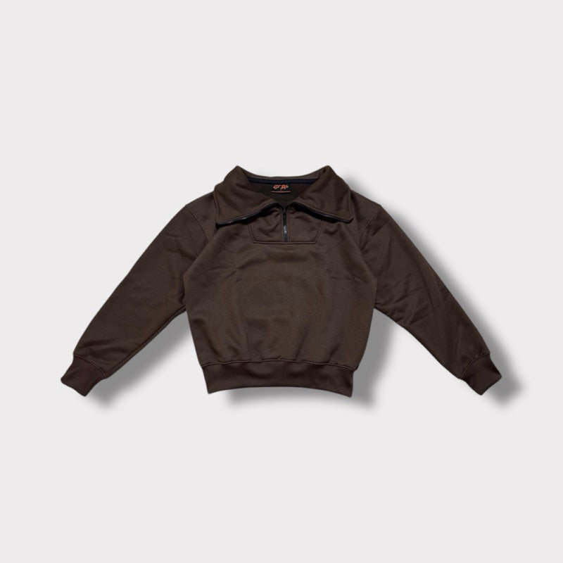 High Neck Quarter Zip Pullover Sweater